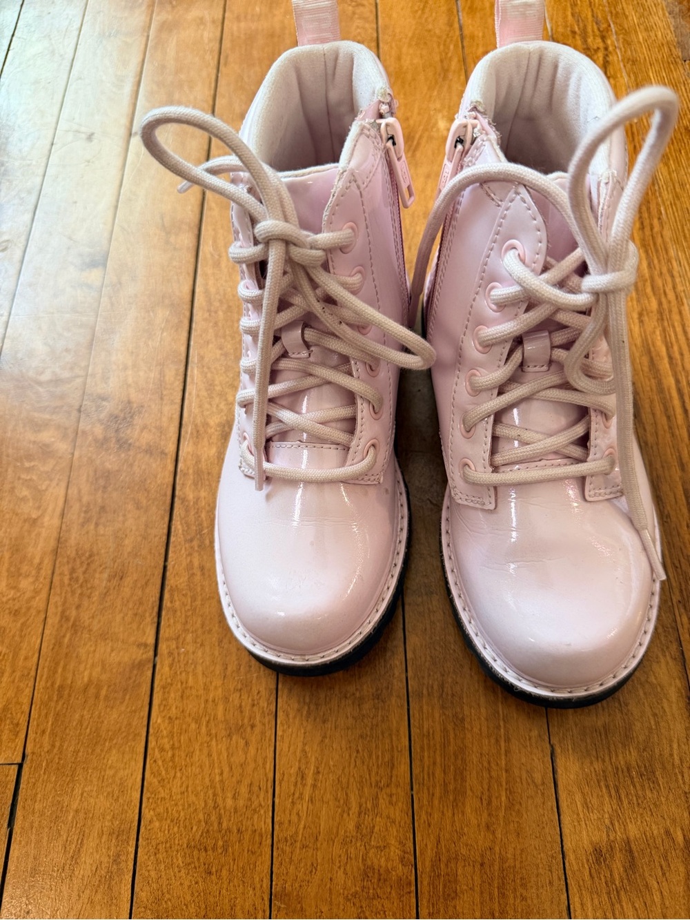UGG Girls' Patent Light Pink Lace-Up Ankle Boots